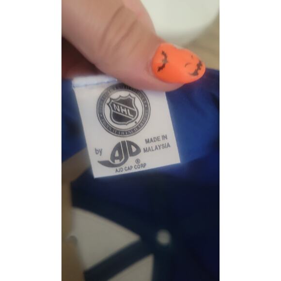 Vintage 90s AJD Edmonton Oilers Snapback Hat Blue Red Green Brim NHL Cap NWT - Picture 6 of 7